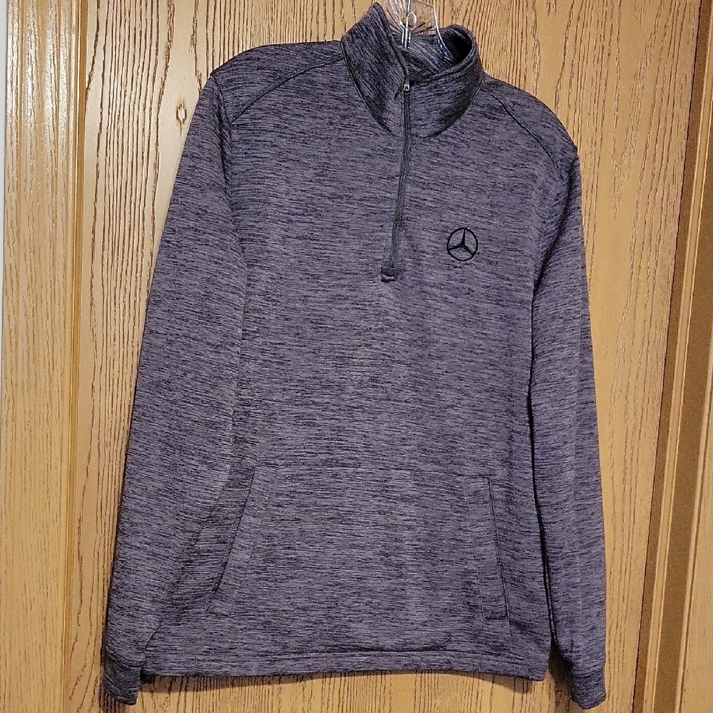 Mercedes Benz USA Collection Mens Size S/P Heather Gray Black Logo  Quarter Zip